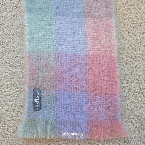 NWOT Mohair Scarf Pastel Plaid Pink Lavender St. Albans Australia - Picture 7 of 15